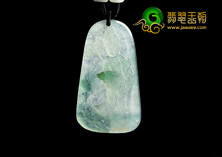 冰种飘花站观音挂件