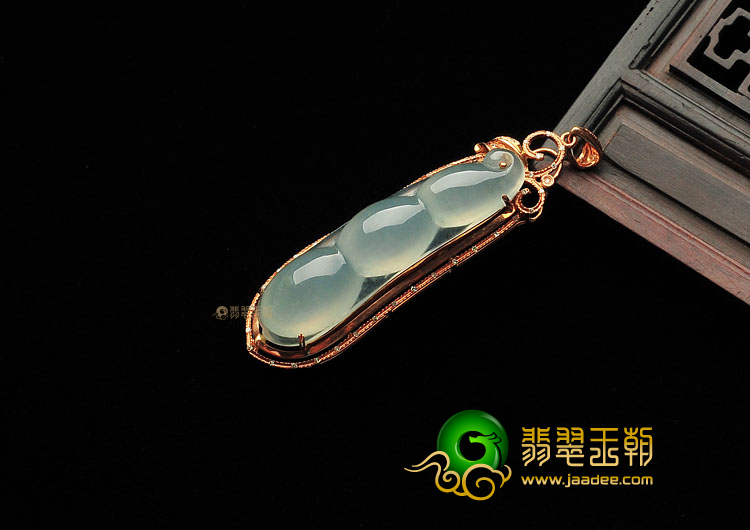 (超值推荐)冰种晴水镶玫瑰金四季豆胸坠(真钻)
