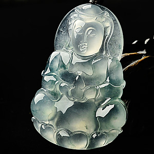(超值推荐)玻璃种飘花观音挂件