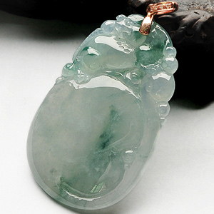 冰种飘花貔貅如意挂件