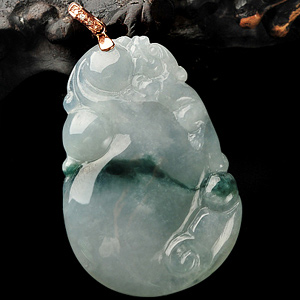 冰种飘花如意寿挂件