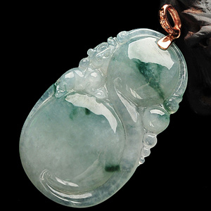 冰种飘花貔貅如意挂件