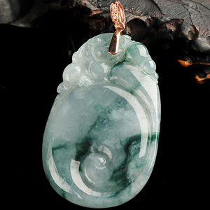 冰种飘花貔貅如意挂件