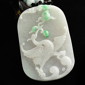 糯冰种飘翠福寿如意挂件