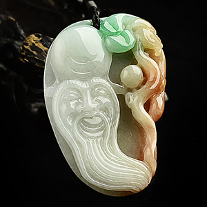 糯冰种三彩寿星挂件