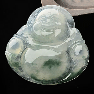 冰种飘花玉佛挂件