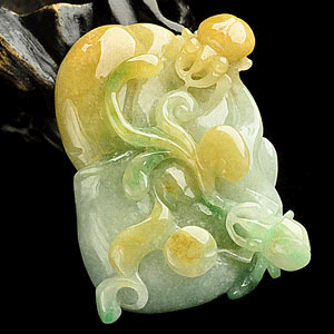 糯冰种三彩富甲天下挂件