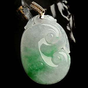 冰种飘翠如意挂件(金扣)