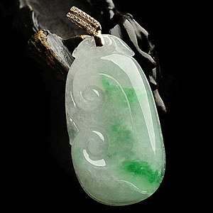 冰种飘翠如意挂件(金扣)