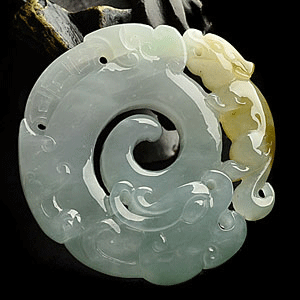 糯冰种晴水褐黄翡仿古牌挂件