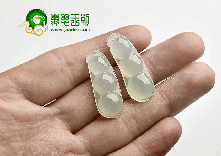 冰种晴水四季豆挂件(一对)