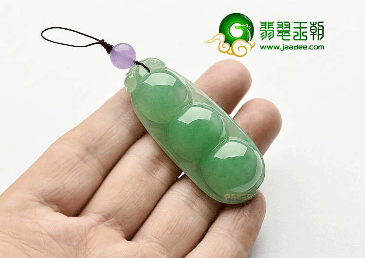 冰种豆色四季豆挂件