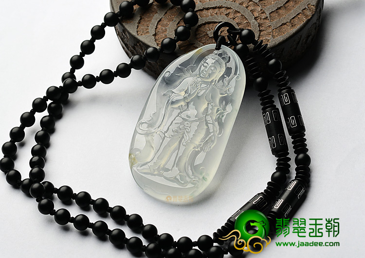 (超值推荐)玻璃种强莹光无色站观音挂件