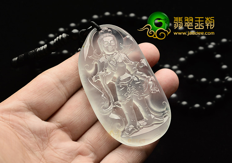 (超值推荐)玻璃种强莹光无色站观音挂件