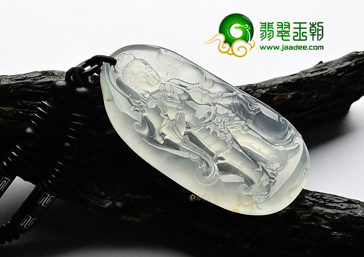(超值推荐)玻璃种强莹光无色站观音挂件