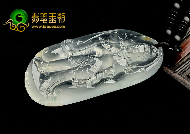 (超值推荐)玻璃种强莹光无色站观音挂件