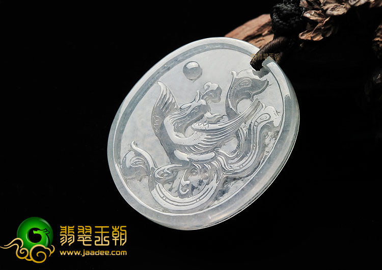 (超值推荐)冰种无色龙凤牌挂件