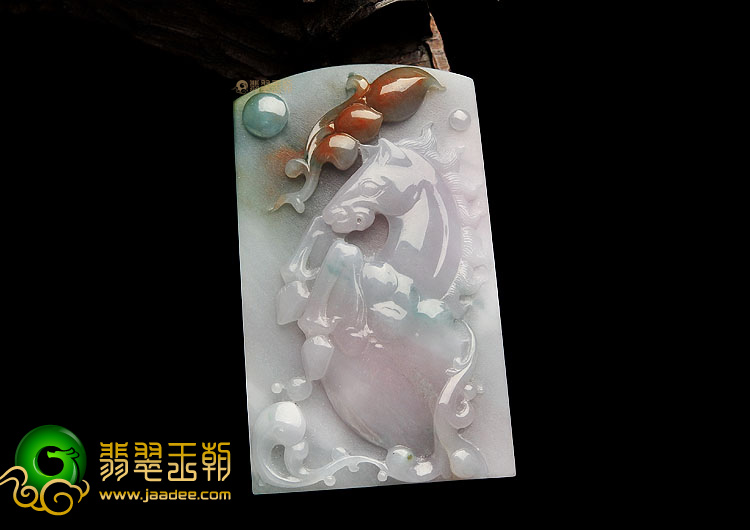 糯冰种三彩马到成功挂件