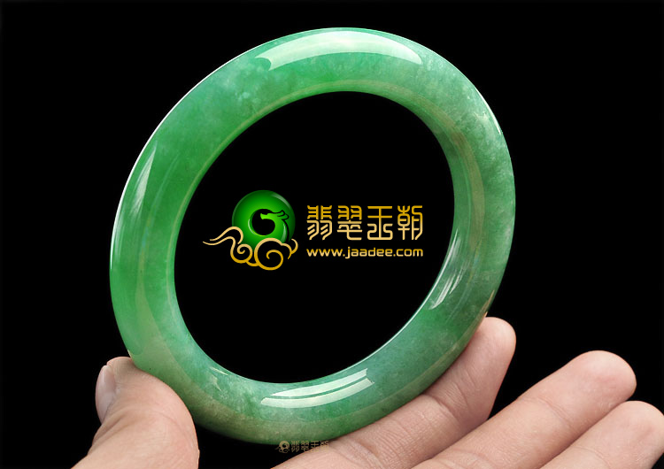 糯冰种阳绿圆条手镯(58.3mm)