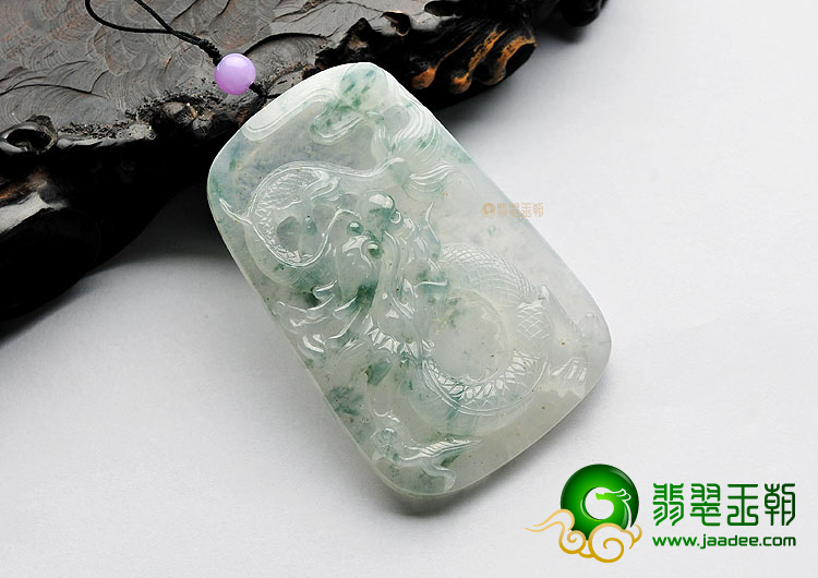 冰种飘花龙牌挂件