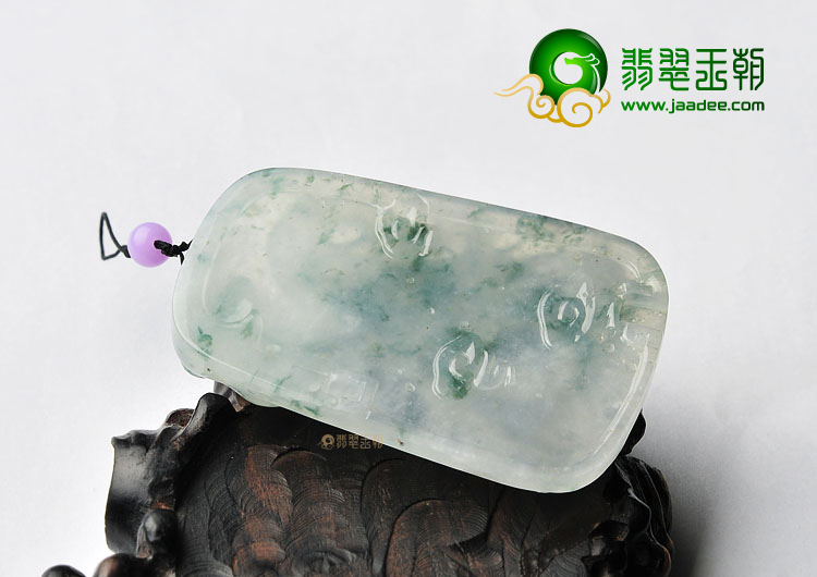 冰种飘花龙牌挂件