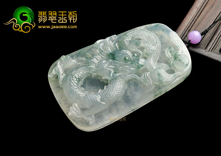 冰种飘花龙牌挂件