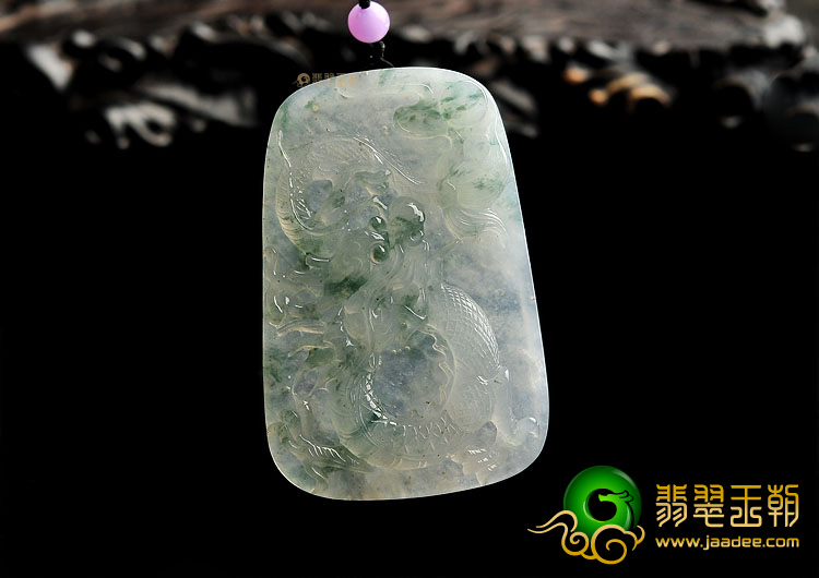 冰种飘花龙牌挂件