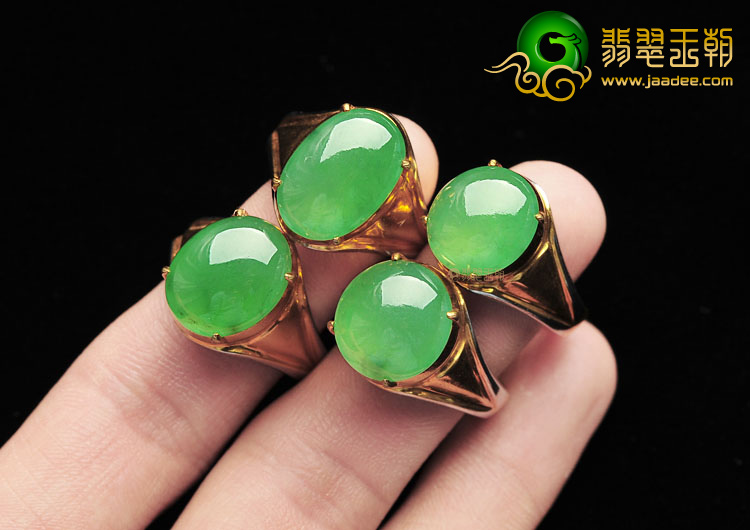 (成本清仓)冰种翠色戒面(四颗)