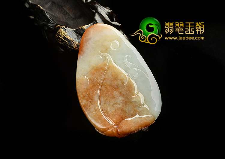 糯冰种红黄翡花开富贵挂件