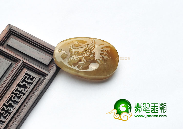 (超值推荐)糯冰种褐黄翡龙凤呈祥挂件