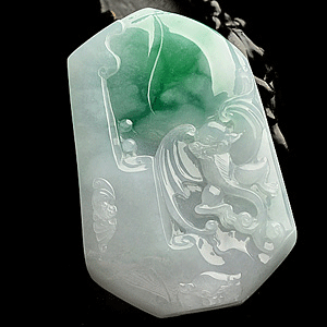 冰种淡春带彩五福临门挂件