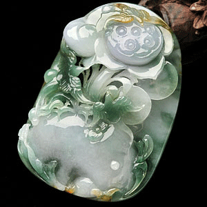 糯冰种淡三彩和和美美挂件