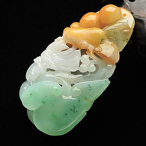 糯冰种三彩喜上眉梢挂件