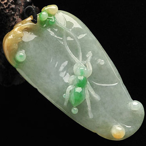 冰种三彩富甲一方挂件