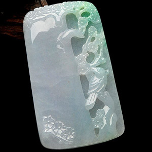 冰种飘翠喜上眉梢挂件