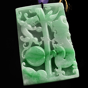 (超值推荐)糯冰种飘翠龙凤呈祥挂件