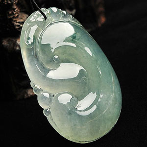 冰种晴水飘花龙头如意挂件