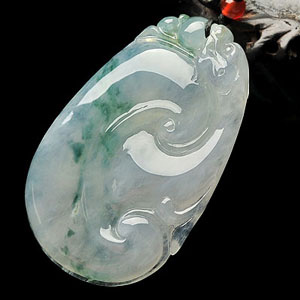 冰种晴水飘花龙头如意挂件