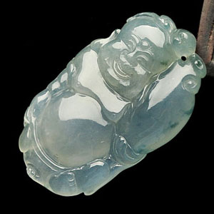 冰种晴水飘花逍遥佛挂件