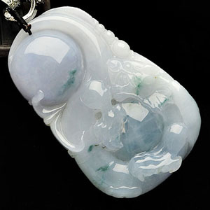 (超值推荐)糯冰种淡紫罗兰飘花龙行如意挂件