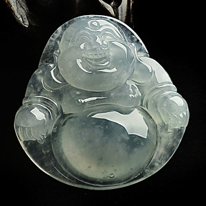 冰玻种晴水飘花玉佛挂件