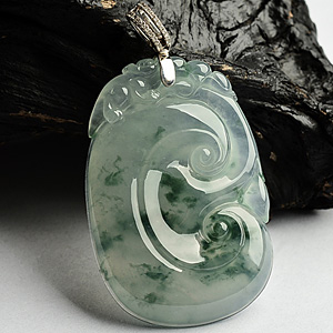 冰种飘花如意挂件(金扣)