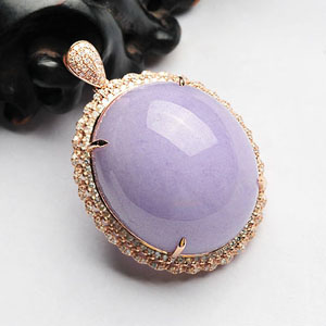 糯冰种紫罗兰镶玫瑰金胸坠(真钻)