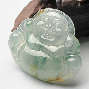 冰种飘花玉佛挂件