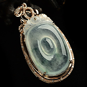 冰种略飘花镶玫瑰金福在眼前胸坠(真钻)