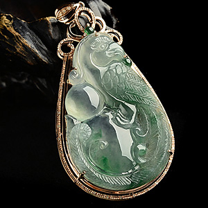 冰种飘花镶玫瑰金福禄寿胸坠(真钻)