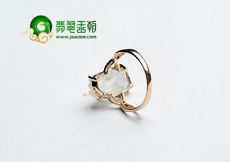 (超值推荐)冰种淡晴水镶玫瑰金貔貅戒指(真钻)