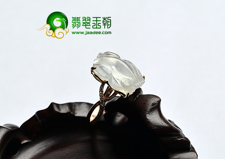 (超值推荐)冰种淡晴水镶玫瑰金貔貅戒指(真钻)