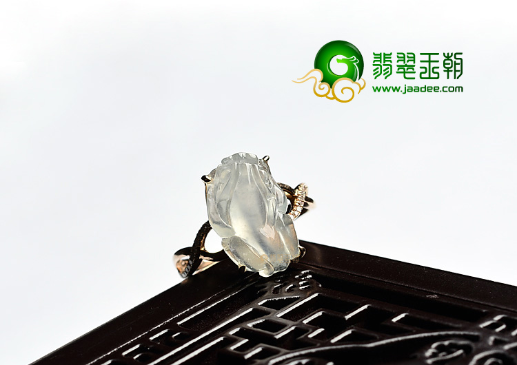 (超值推荐)冰种淡晴水镶玫瑰金貔貅戒指(真钻)