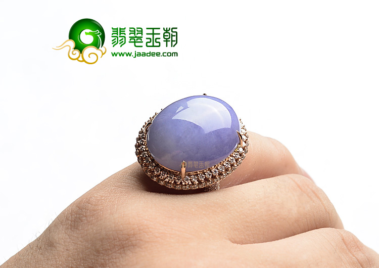 (超值推荐)糯冰种紫罗兰镶玫瑰金戒指(真钻)